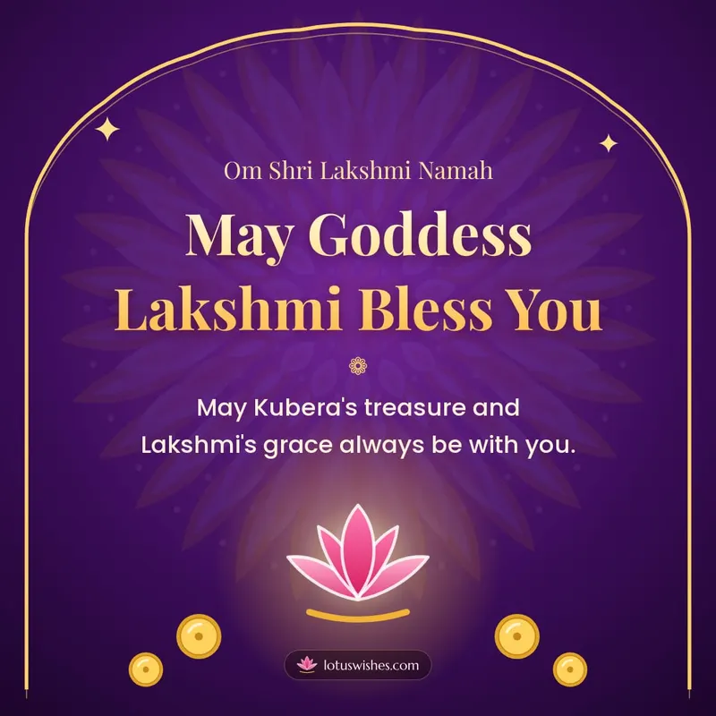 May Goddess Lakshmi Bless You – Lakshmi Puja Diwali wishes image in English (square)