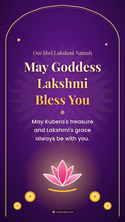 May Goddess Lakshmi Bless You – Lakshmi Puja Diwali wishes image in English (story)
