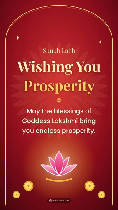 Wishing You Prosperity – Lakshmi Puja Diwali wishes image in English (story)