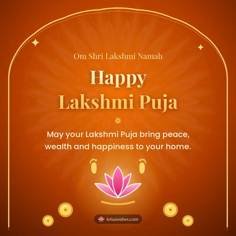 Happy Lakshmi Puja – Lakshmi Puja Diwali wishes image in English (square)