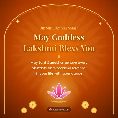May Goddess Lakshmi Bless You – Lakshmi Puja Diwali wish in English