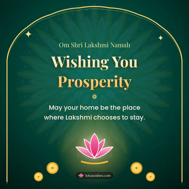 Wishing You Prosperity – Lakshmi Puja Diwali wishes image in English (square)