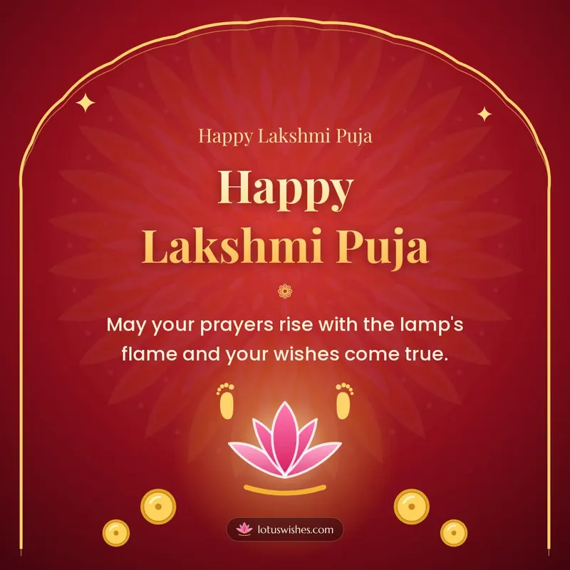Happy Lakshmi Puja – Lakshmi Puja Diwali wishes image in English (square)
