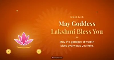 May Goddess Lakshmi Bless You – Lakshmi Puja Diwali wishes image in English (landscape)