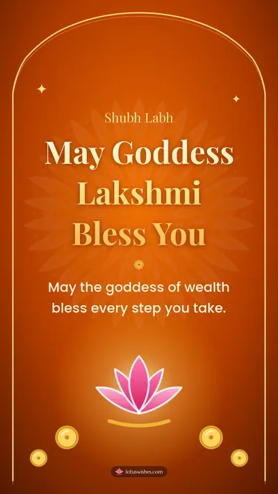May Goddess Lakshmi Bless You – Lakshmi Puja Diwali wishes image in English (story)