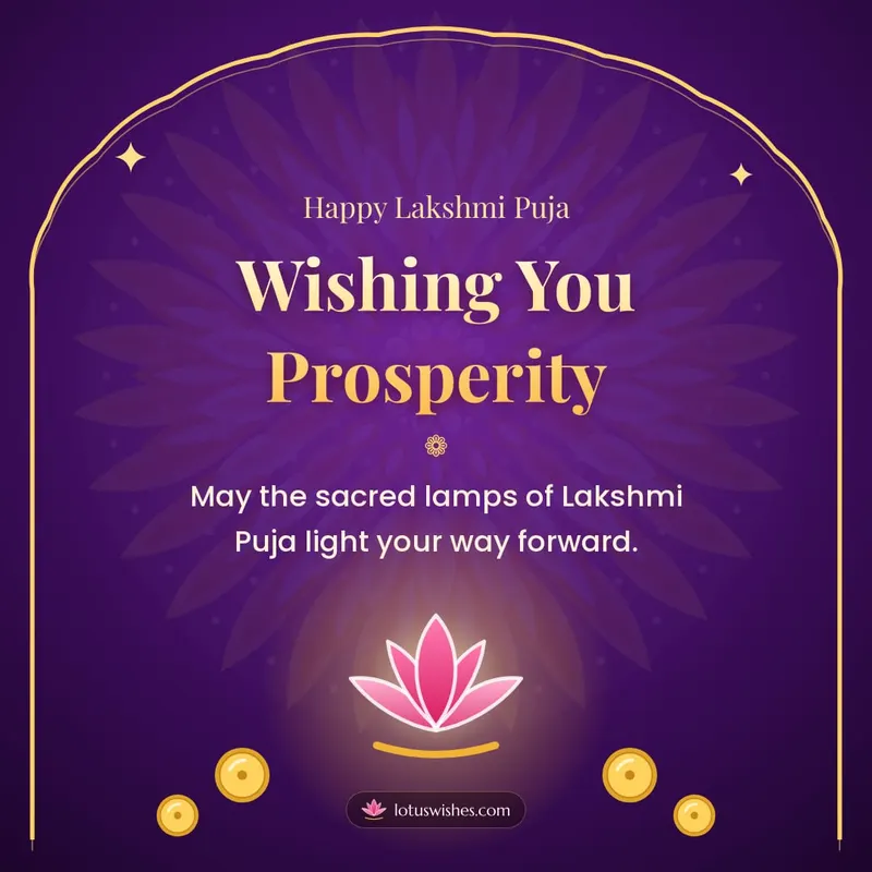 Wishing You Prosperity – Lakshmi Puja Diwali wishes image in English (square)
