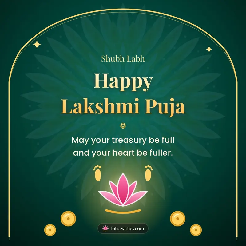 Happy Lakshmi Puja – Lakshmi Puja Diwali wishes image in English (square)