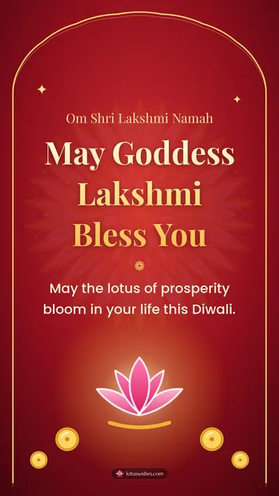 May Goddess Lakshmi Bless You – Lakshmi Puja Diwali wishes image in English (story)
