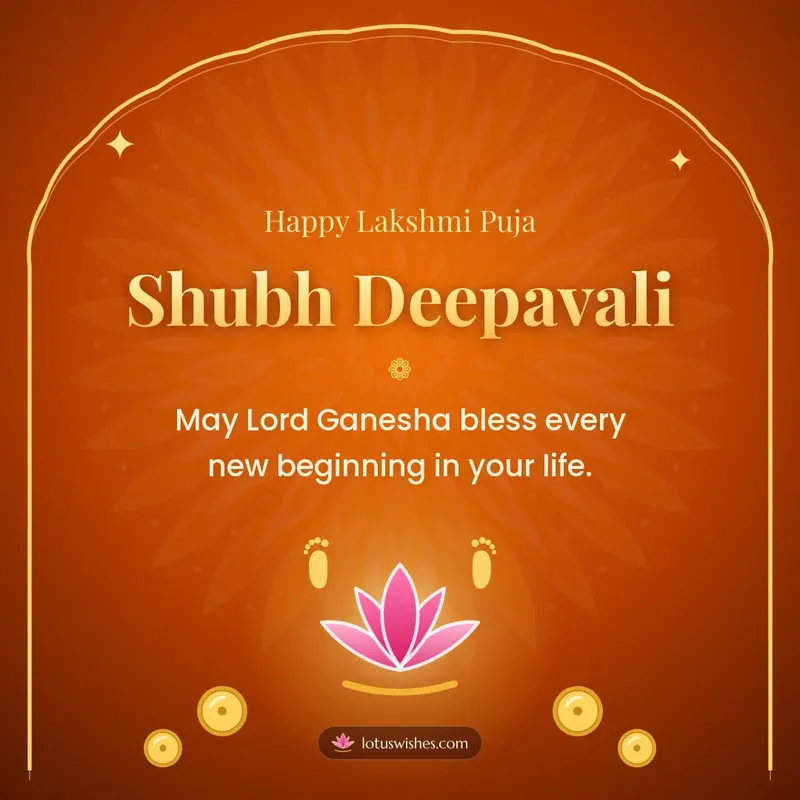 Shubh Deepavali – Lakshmi Puja Diwali wishes image in English (square)
