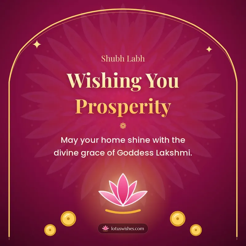 Wishing You Prosperity – Lakshmi Puja Diwali wishes image in English (square)