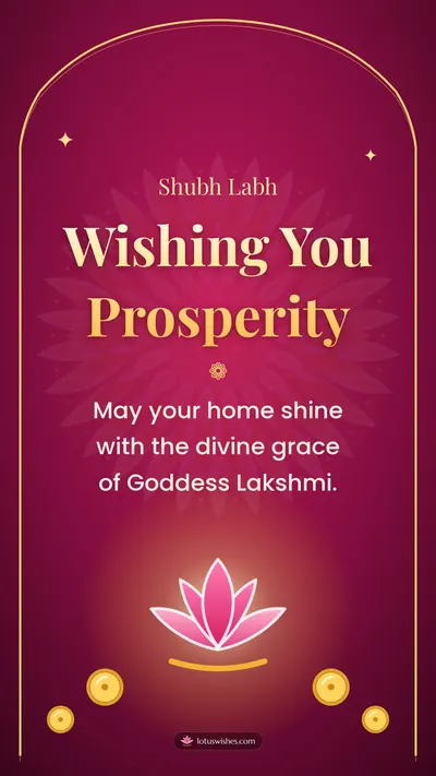 Wishing You Prosperity – Lakshmi Puja Diwali wishes image in English (story)
