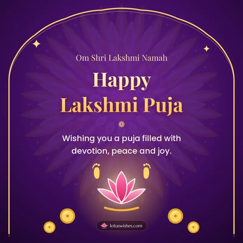 Happy Lakshmi Puja – Lakshmi Puja Diwali wishes image in English (square)