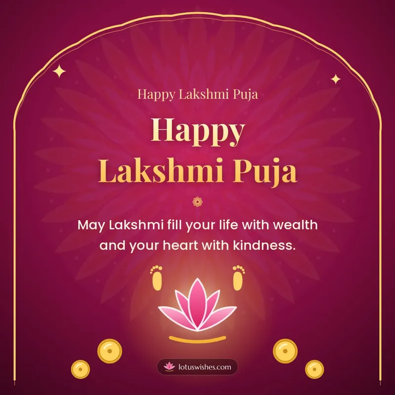 Happy Lakshmi Puja – Lakshmi Puja Diwali wishes image in English (square)