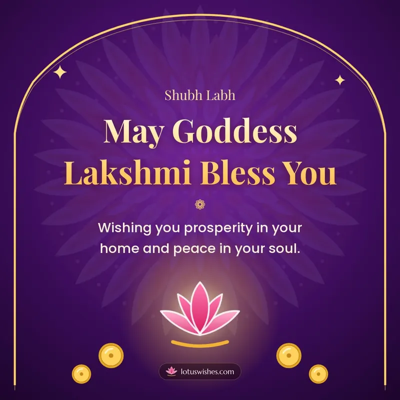 May Goddess Lakshmi Bless You – Lakshmi Puja Diwali wishes image in English (square)
