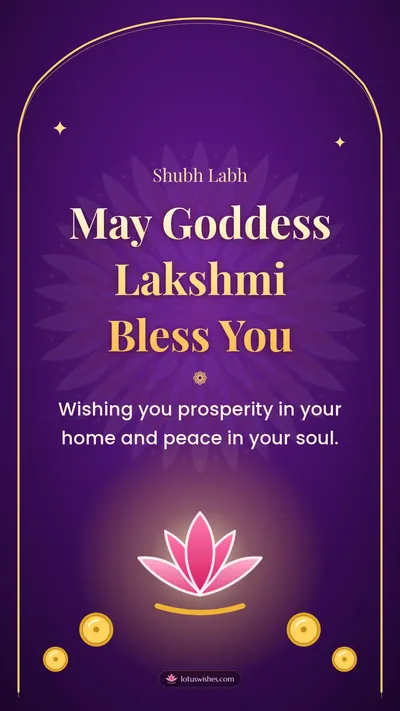 May Goddess Lakshmi Bless You – Lakshmi Puja Diwali wishes image in English (story)