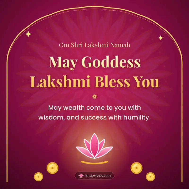 May Goddess Lakshmi Bless You – Lakshmi Puja Diwali wishes image in English (square)