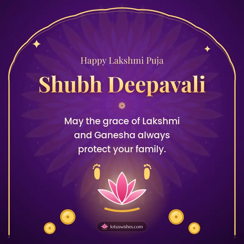 Shubh Deepavali – Lakshmi Puja Diwali wishes image in English (square)