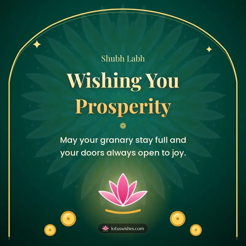 Wishing You Prosperity – Lakshmi Puja Diwali wishes image in English (square)
