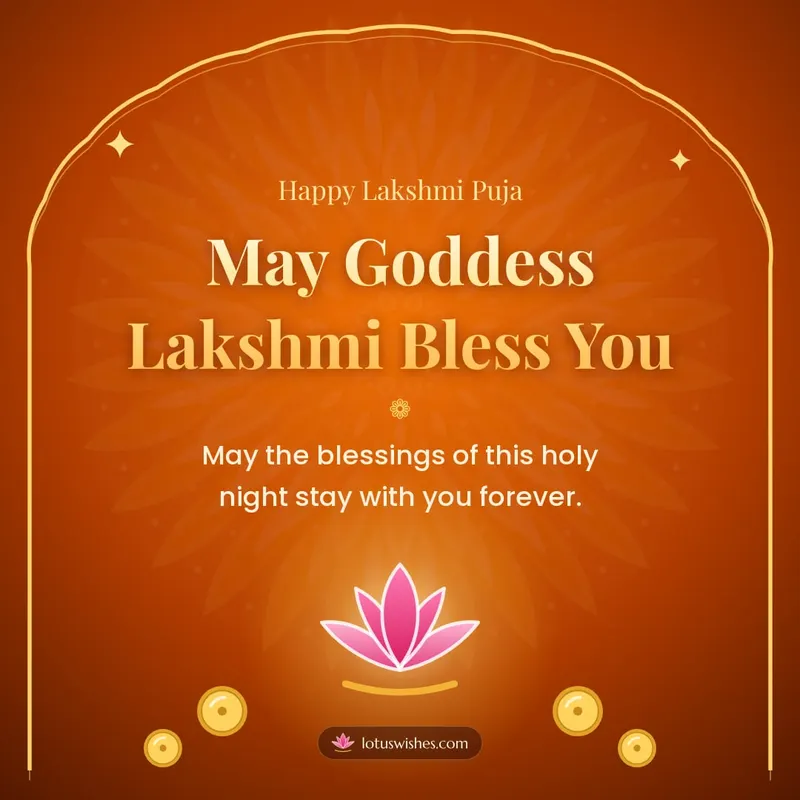 May Goddess Lakshmi Bless You – Lakshmi Puja Diwali wishes image in English (square)