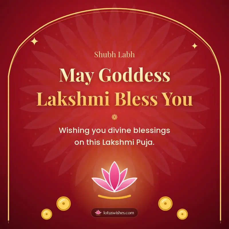 May Goddess Lakshmi Bless You – Lakshmi Puja Diwali wishes image in English (square)