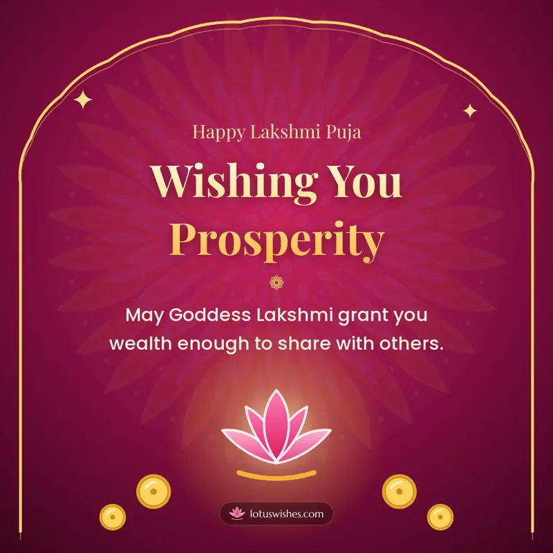 Wishing You Prosperity – Lakshmi Puja Diwali wishes image in English (square)