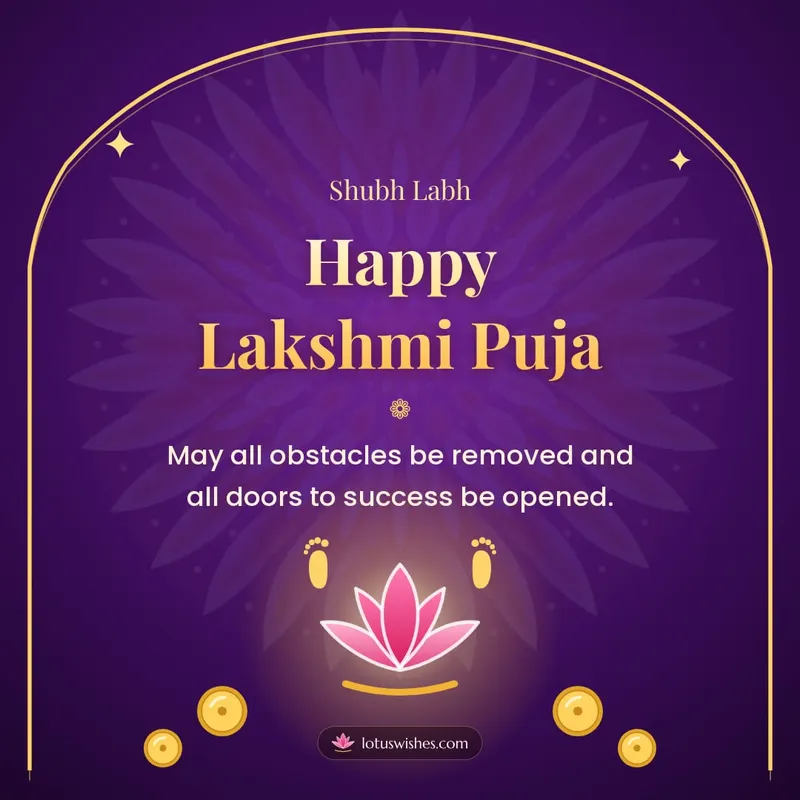 Happy Lakshmi Puja – Lakshmi Puja Diwali wishes image in English (square)