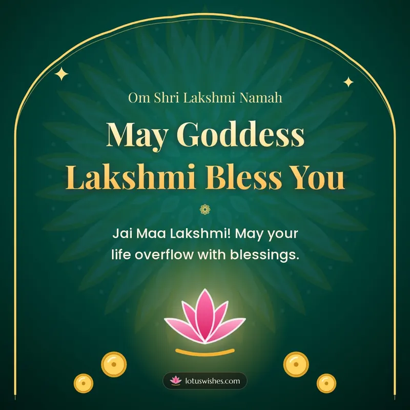 May Goddess Lakshmi Bless You – Lakshmi Puja Diwali wishes image in English (square)