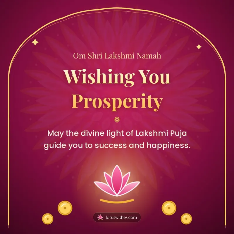 Wishing You Prosperity – Lakshmi Puja Diwali wishes image in English (square)