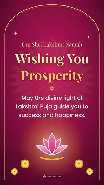 Wishing You Prosperity – Lakshmi Puja Diwali wishes image in English (story)