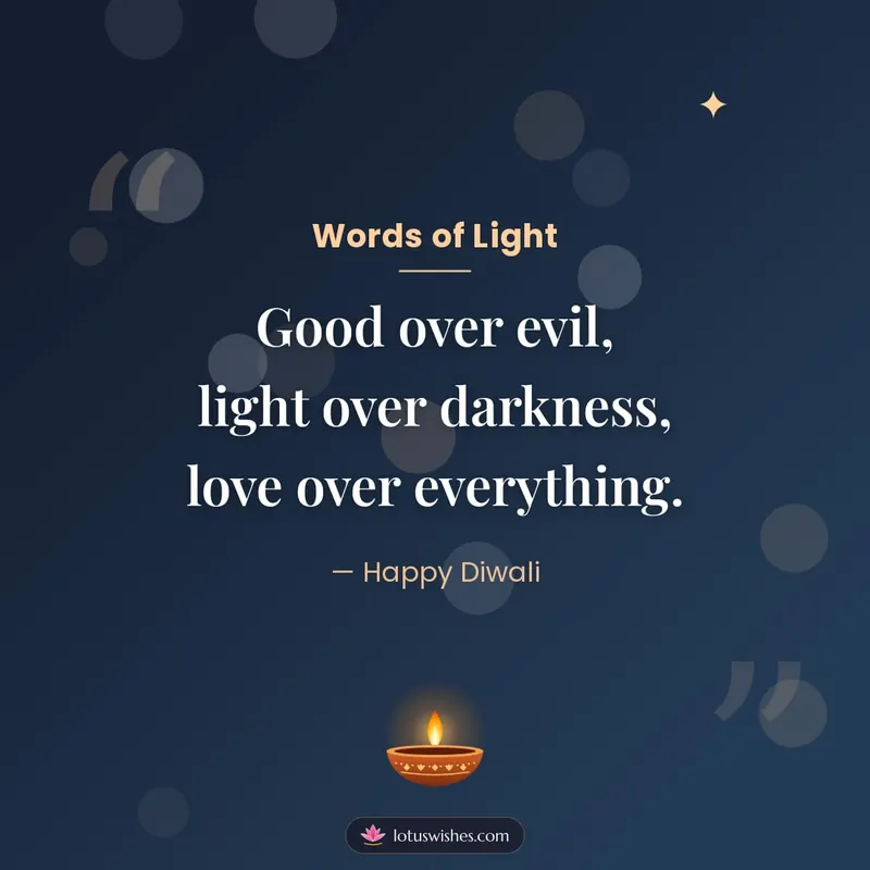Words of Light – Quotes & Status Diwali wishes image in English (square)