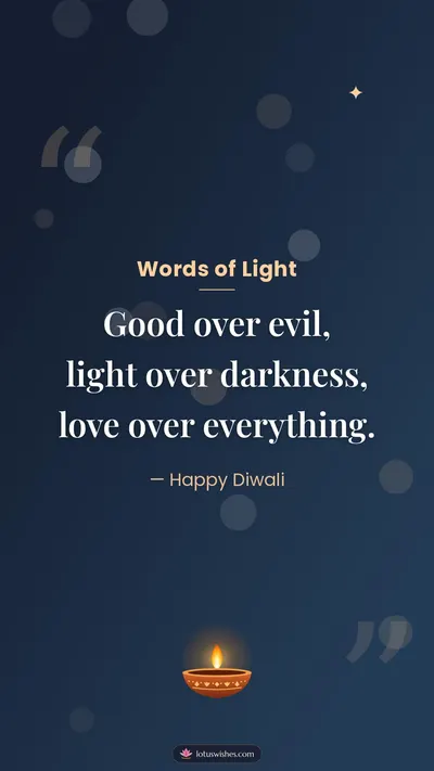 Words of Light – Quotes & Status Diwali wishes image in English (story)