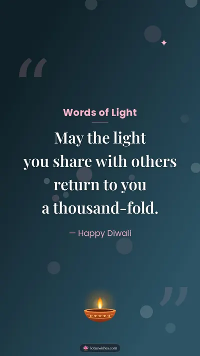 Words of Light – Quotes & Status Diwali wishes image in English (story)