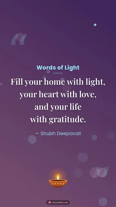 Words of Light – Quotes & Status Diwali wishes image in English (story)