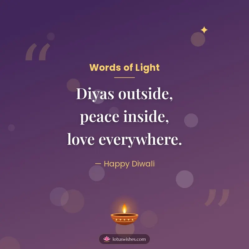 Words of Light – Quotes & Status Diwali wishes image in English (square)