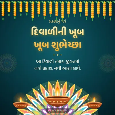 દિવાળીની ખૂબ ખૂબ શુભેચ્છા – Diva & Rangoli Diwali wish in Gujarati