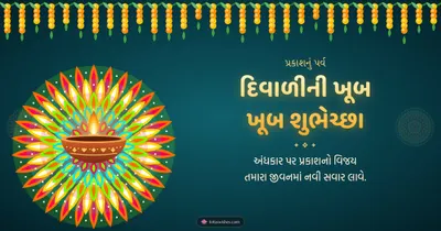 દિવાળીની ખૂબ ખૂબ શુભેચ્છા – Diva & Rangoli Diwali wishes image in Gujarati (landscape)