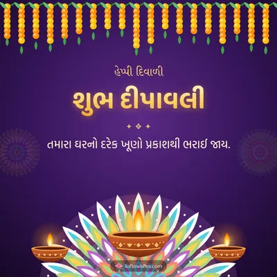 શુભ દીપાવલી – Diva & Rangoli Diwali wish in Gujarati