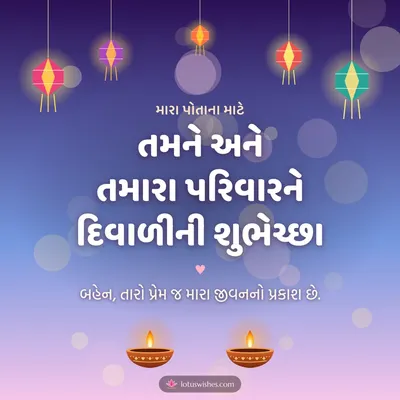 તમને અને તમારા પરિવારને દિવાળીની શુભેચ્છા – Family & Friends Diwali wish in Gujarati