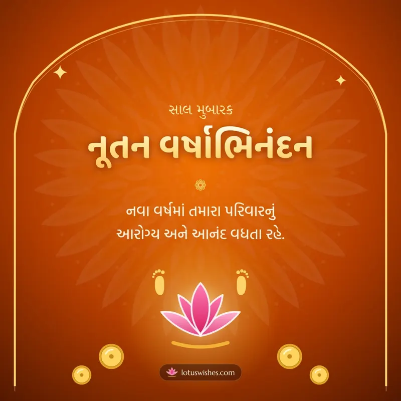 નૂતન વર્ષાભિનંદન – Saal Mubarak (New Year) Diwali wishes image in Gujarati (square)