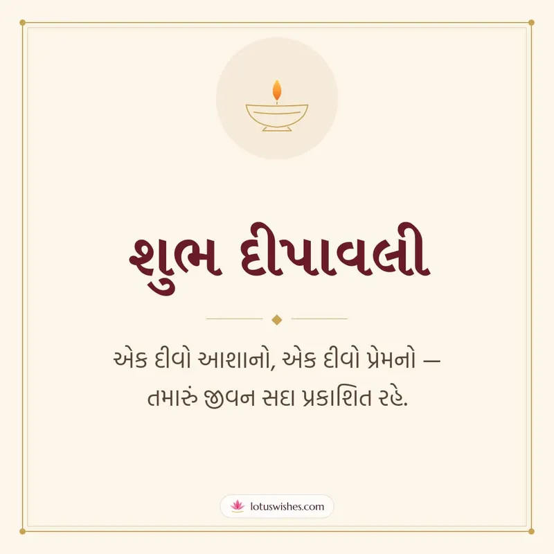 શુભ દીપાવલી – Simple & Elegant Diwali wishes image in Gujarati (square)