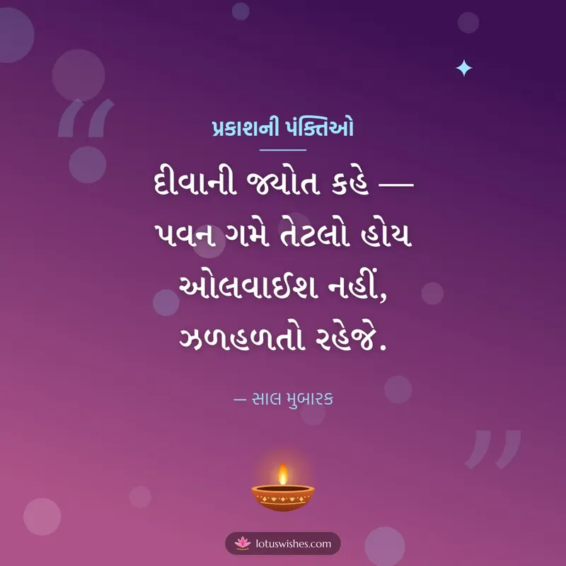 પ્રકાશની પંક્તિઓ – Status & Shayari Diwali wishes image in Gujarati (square)