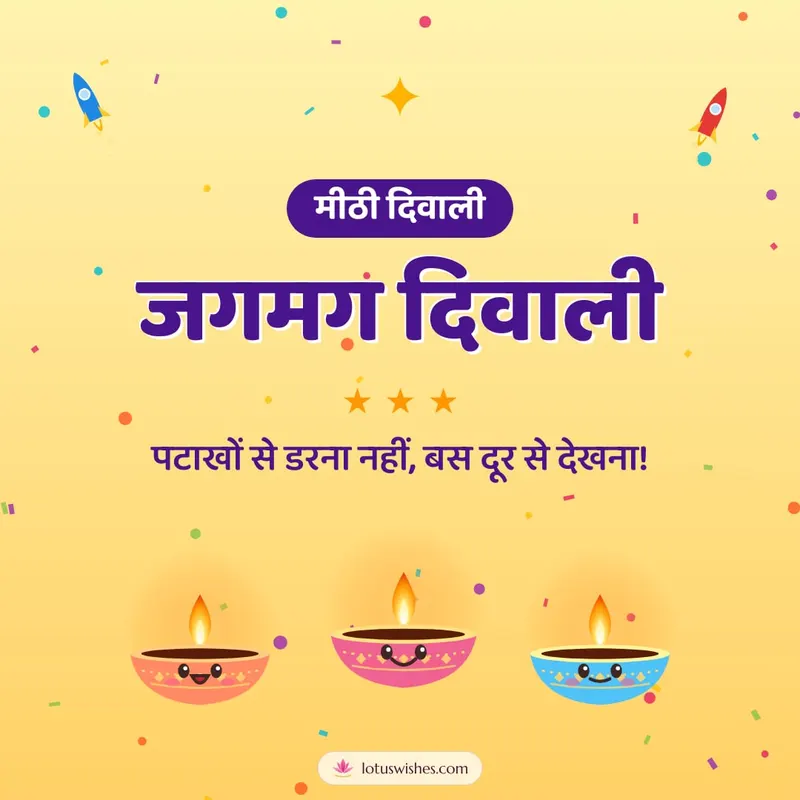 जगमग दिवाली – Cute & Kids Diwali wishes image in Hindi (square)