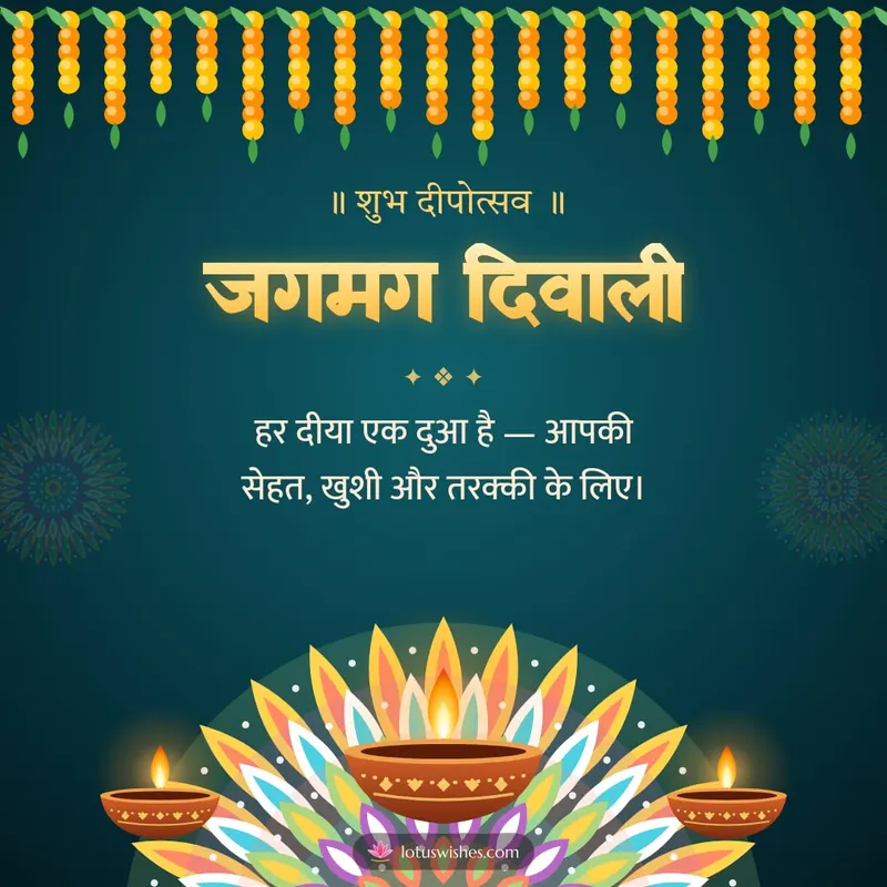 जगमग दिवाली – Diya & Rangoli Diwali wishes image in Hindi (square)