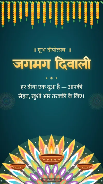 जगमग दिवाली – Diya & Rangoli Diwali wishes image in Hindi (story)