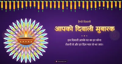आपको दिवाली मुबारक – Diya & Rangoli Diwali wishes image in Hindi (landscape)