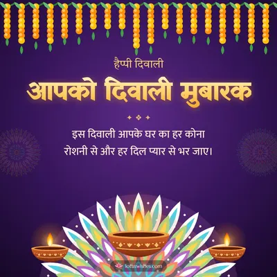 आपको दिवाली मुबारक – Diya & Rangoli Diwali wish in Hindi
