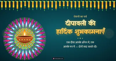 दीपावली की हार्दिक शुभकामनाएँ – Diya & Rangoli Diwali wishes image in Hindi (landscape)