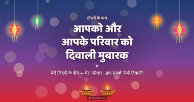 आपको और आपके परिवार को दिवाली मुबारक – Family & Friends Diwali wishes image in Hindi (landscape)