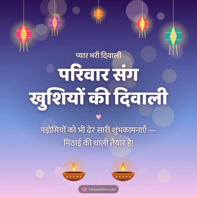 परिवार संग खुशियों की दिवाली – Family & Friends Diwali wishes image in Hindi (square)