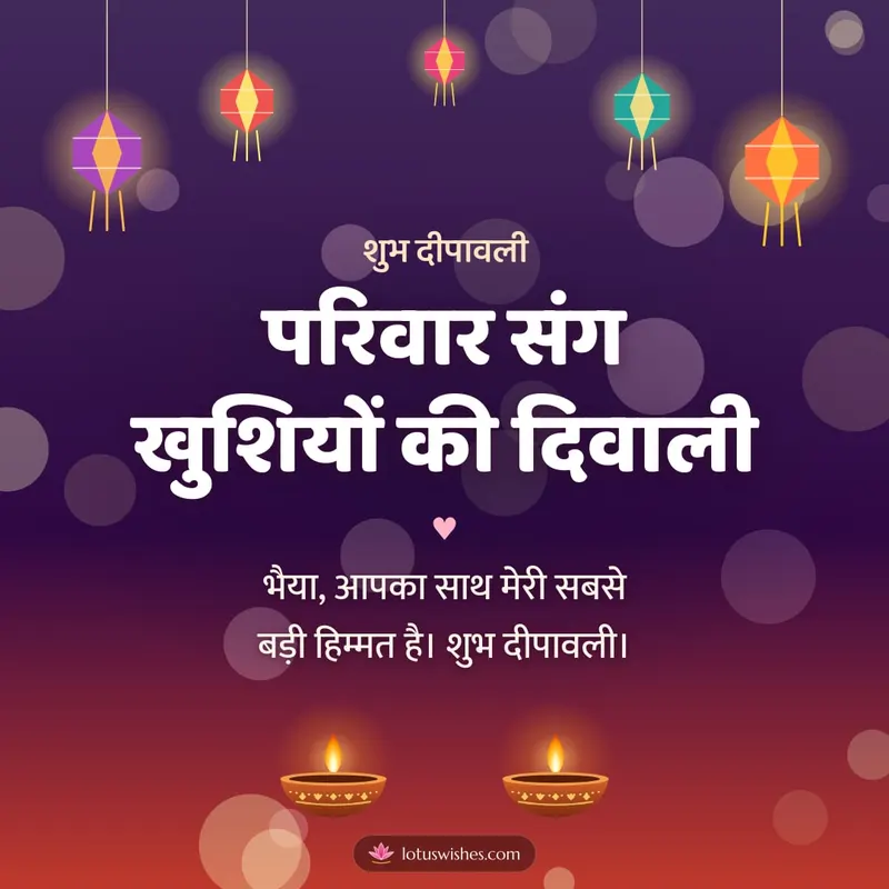 परिवार संग खुशियों की दिवाली – Family & Friends Diwali wishes image in Hindi (square)